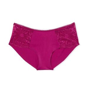 Victoria's Secret No-Show Floral Lace Hiphugger Panty Ophelia Pink Small NEW